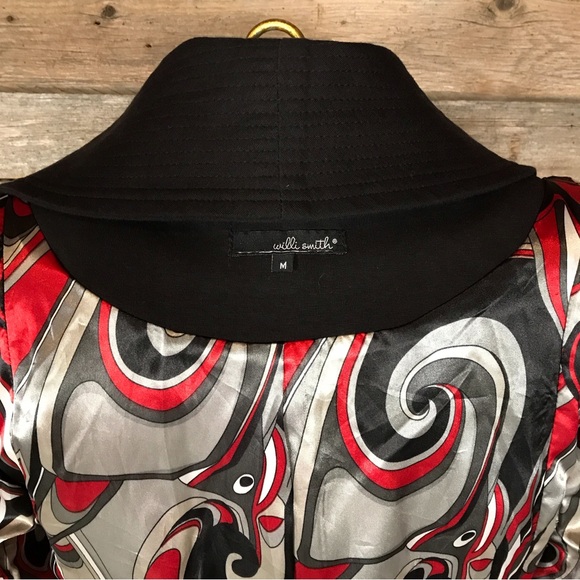 Willi Smith Black Blazer Jacket with wide Quilted Collar - Picture 9 of 15